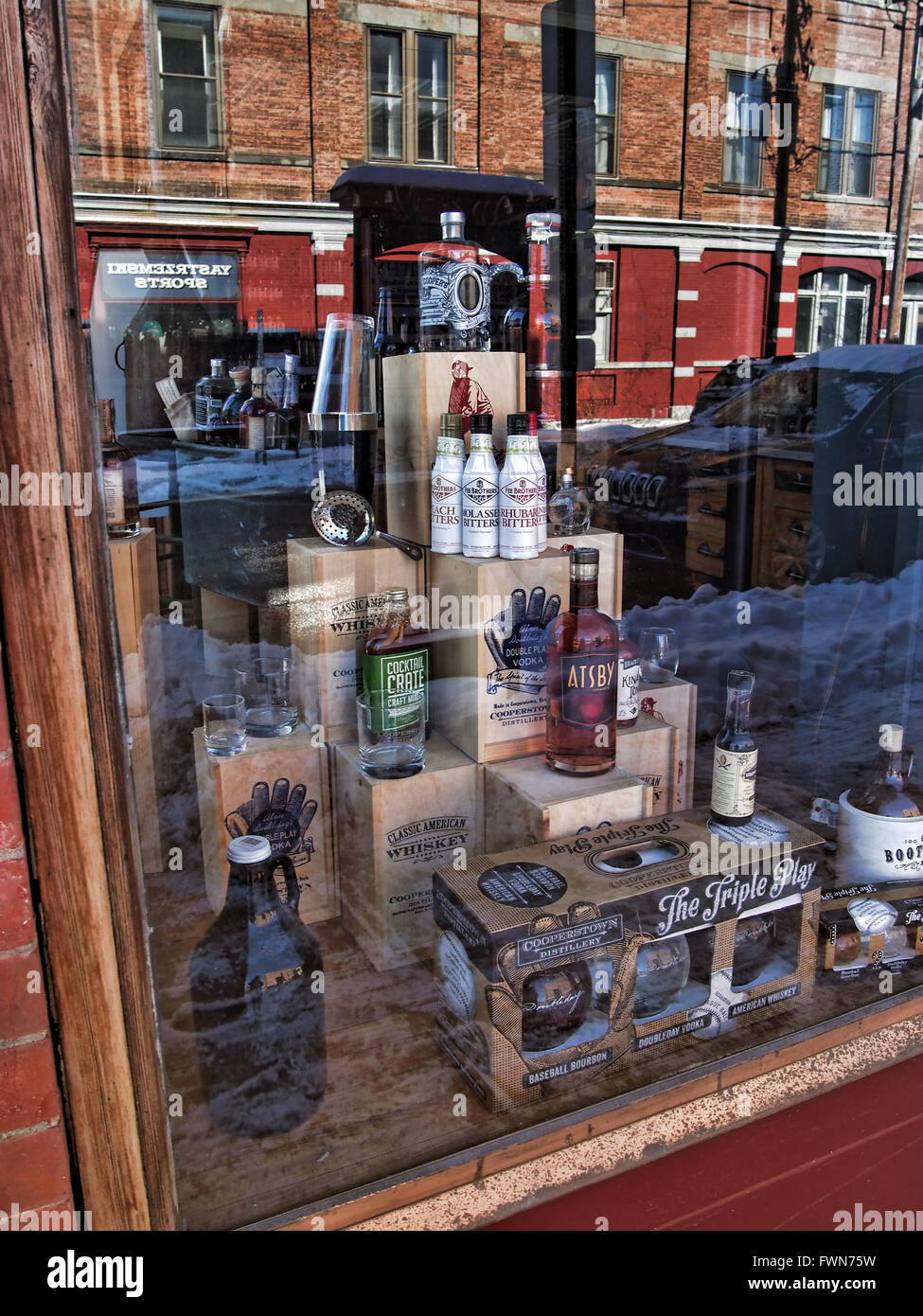 Liquor store window Stock Photo Alamy
