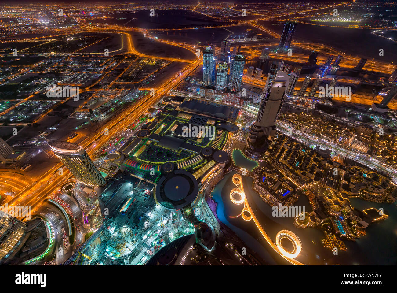 Exaltation, View of Dubai from Burj Khalifa Stock Photo