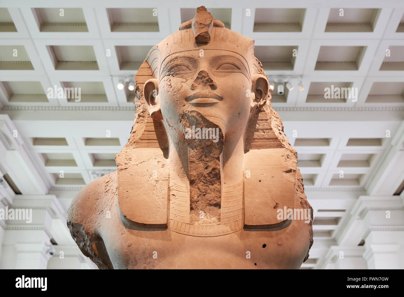 Bust of King Amenhotep III, 1370 BC, Thebes, Egypt at British Museum in London Stock Photo