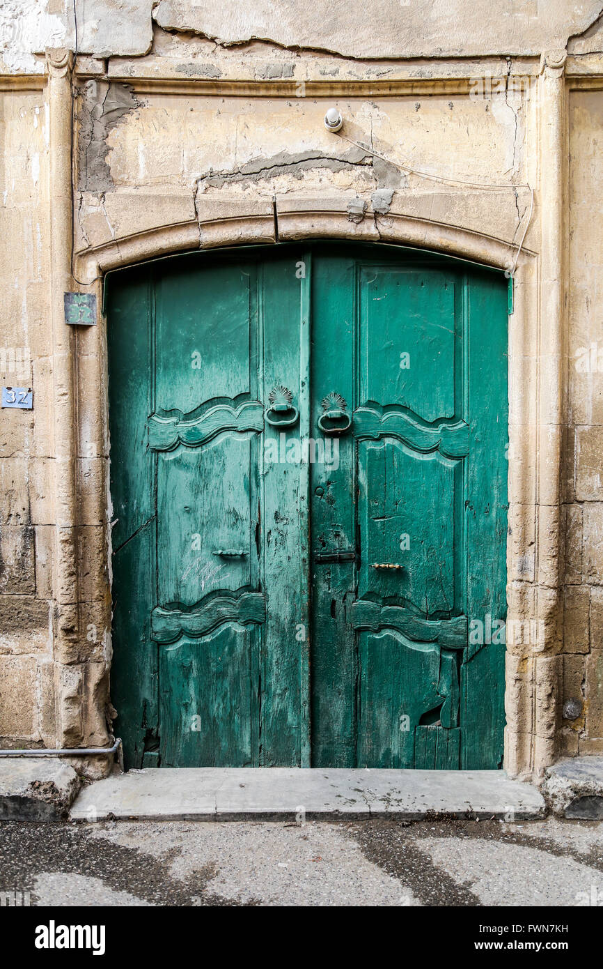 Ancient door in Lefkoşa Nicosia, Northern Cyprus TRNC -Turkish Republic of Northern Cyprus Stock Photo