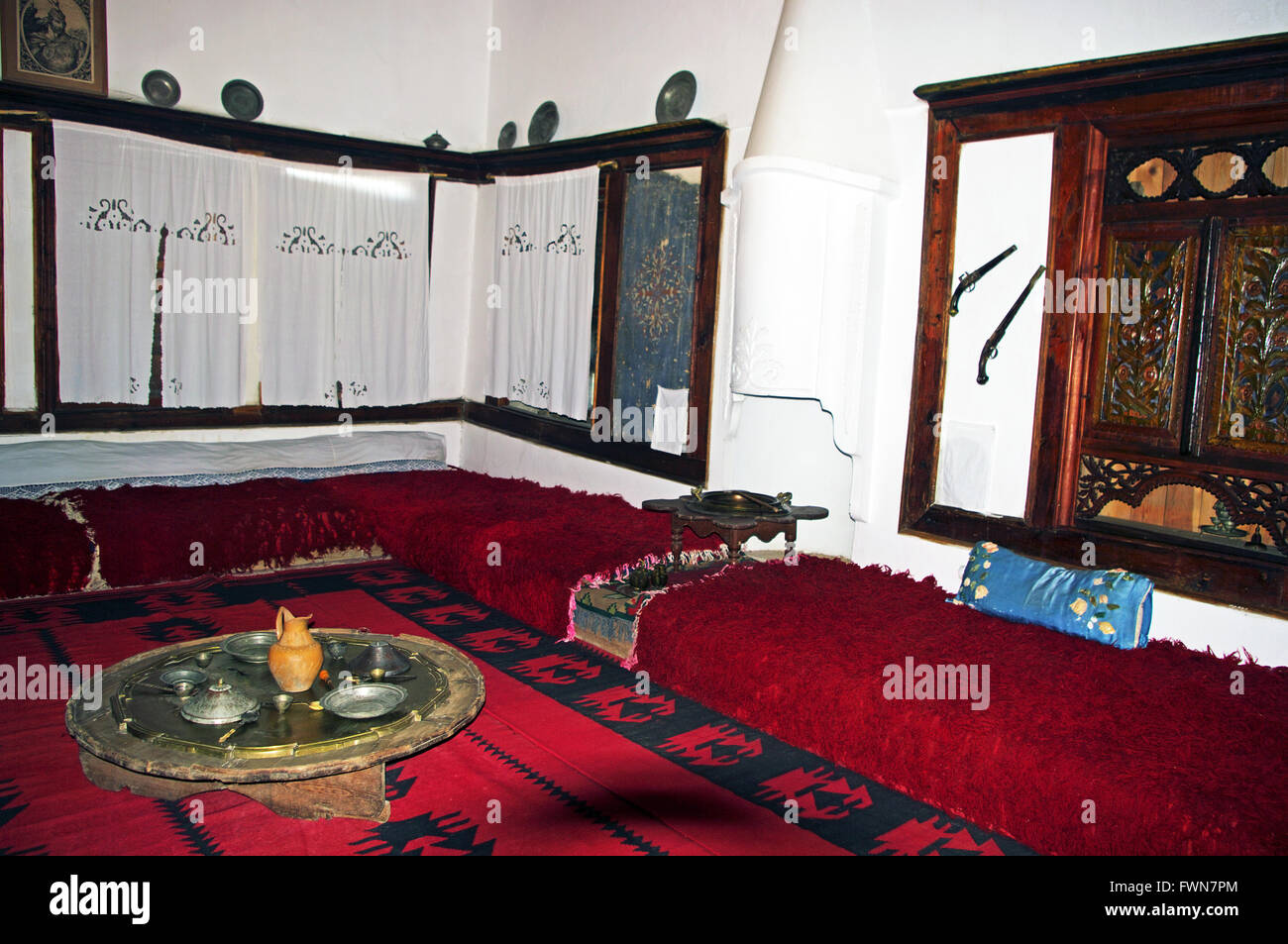 Lounge, Soldier Dwelling House Museum, Interior, Elbasan, Albania Stock