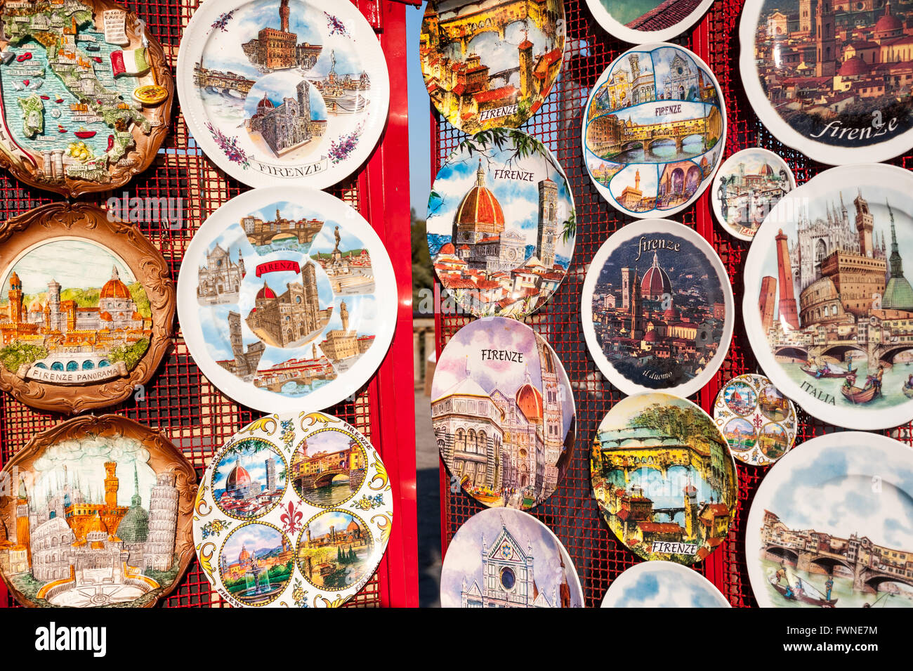 Souvenirs on sale to tourists in Florence Italy Stock Photo 101890424