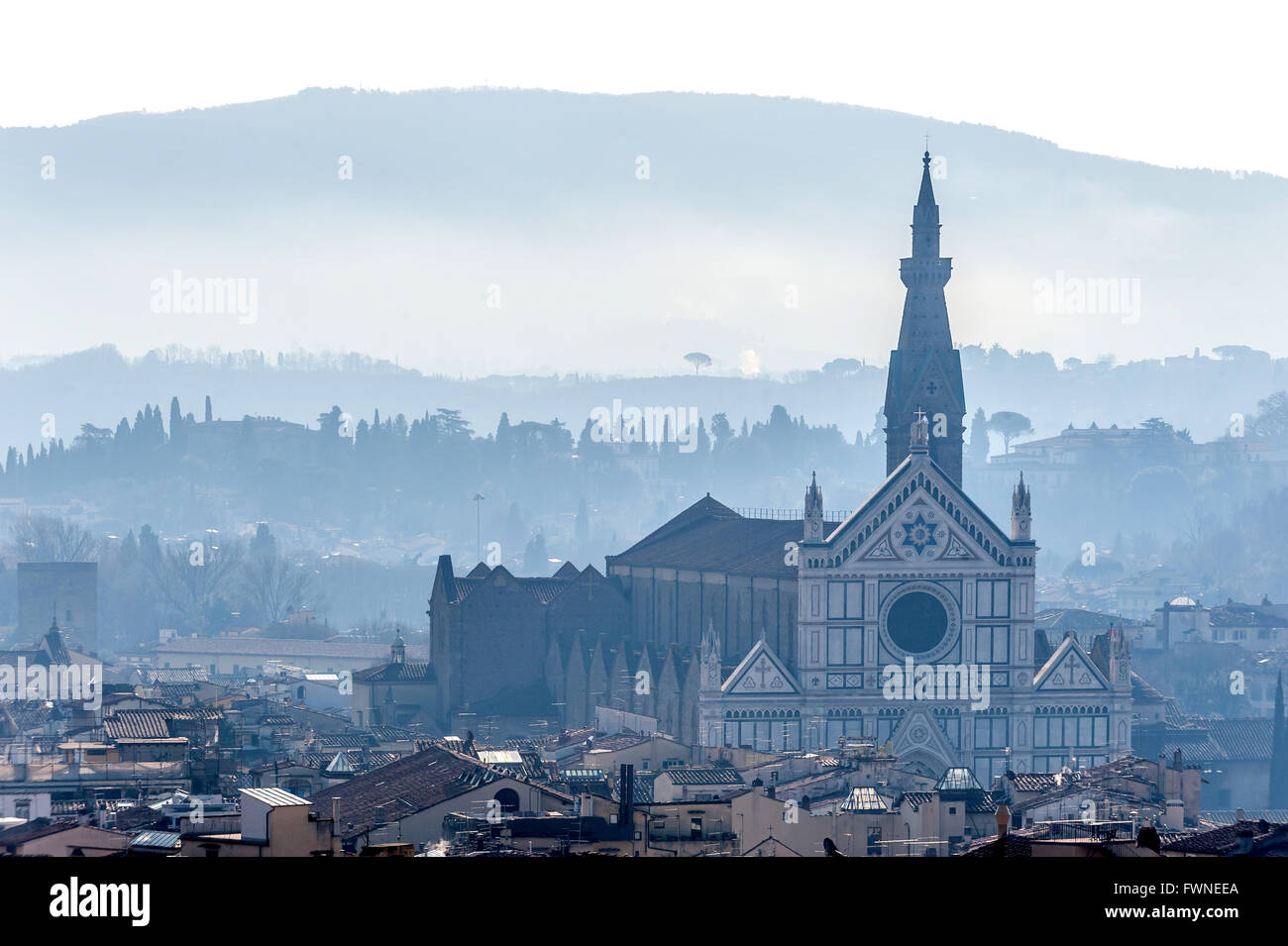 The Basilica of Santa Croce in Florence, Italy. Stock Photo