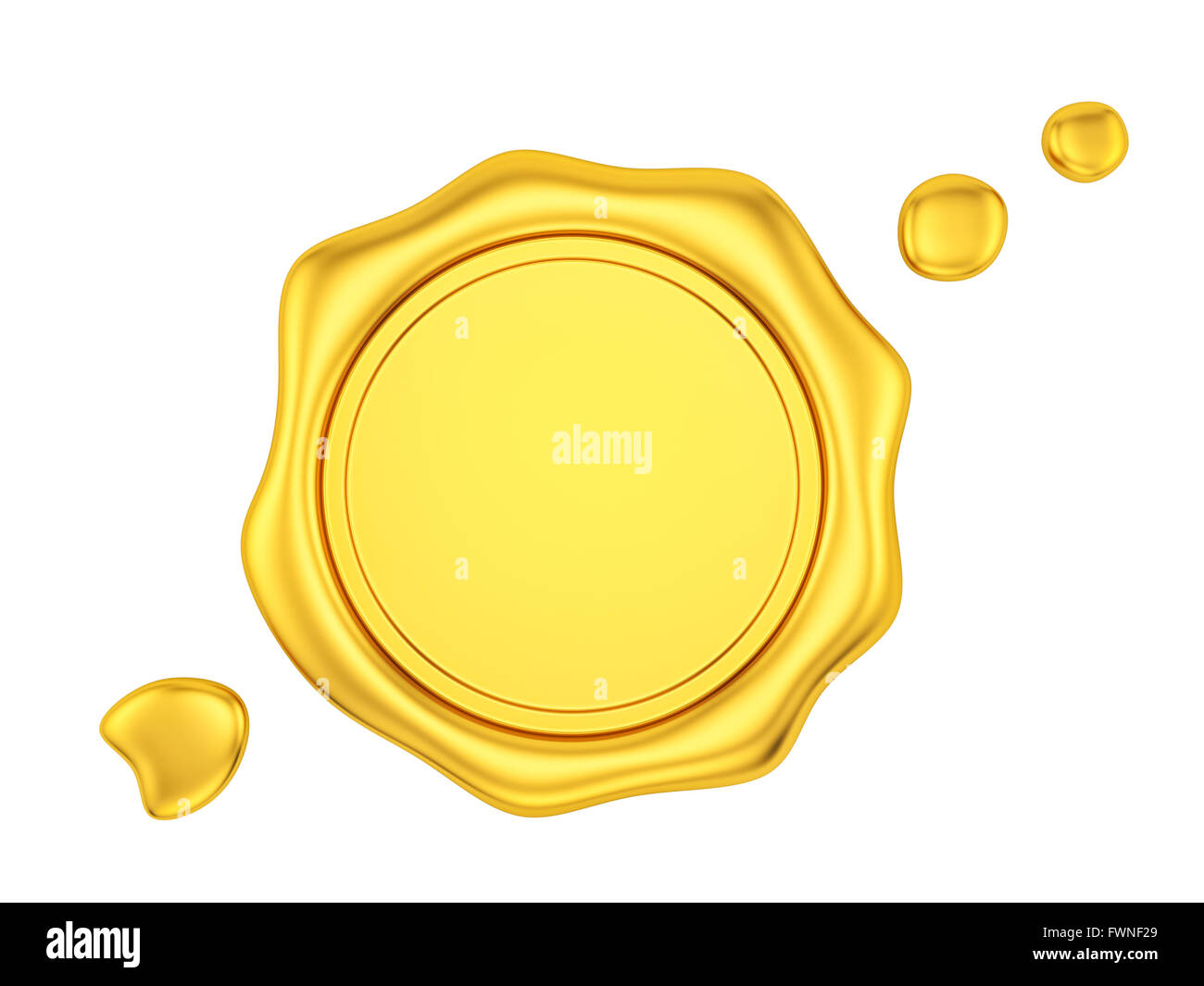 render of a gold wax seal, isolated on white Stock Photo Alamy