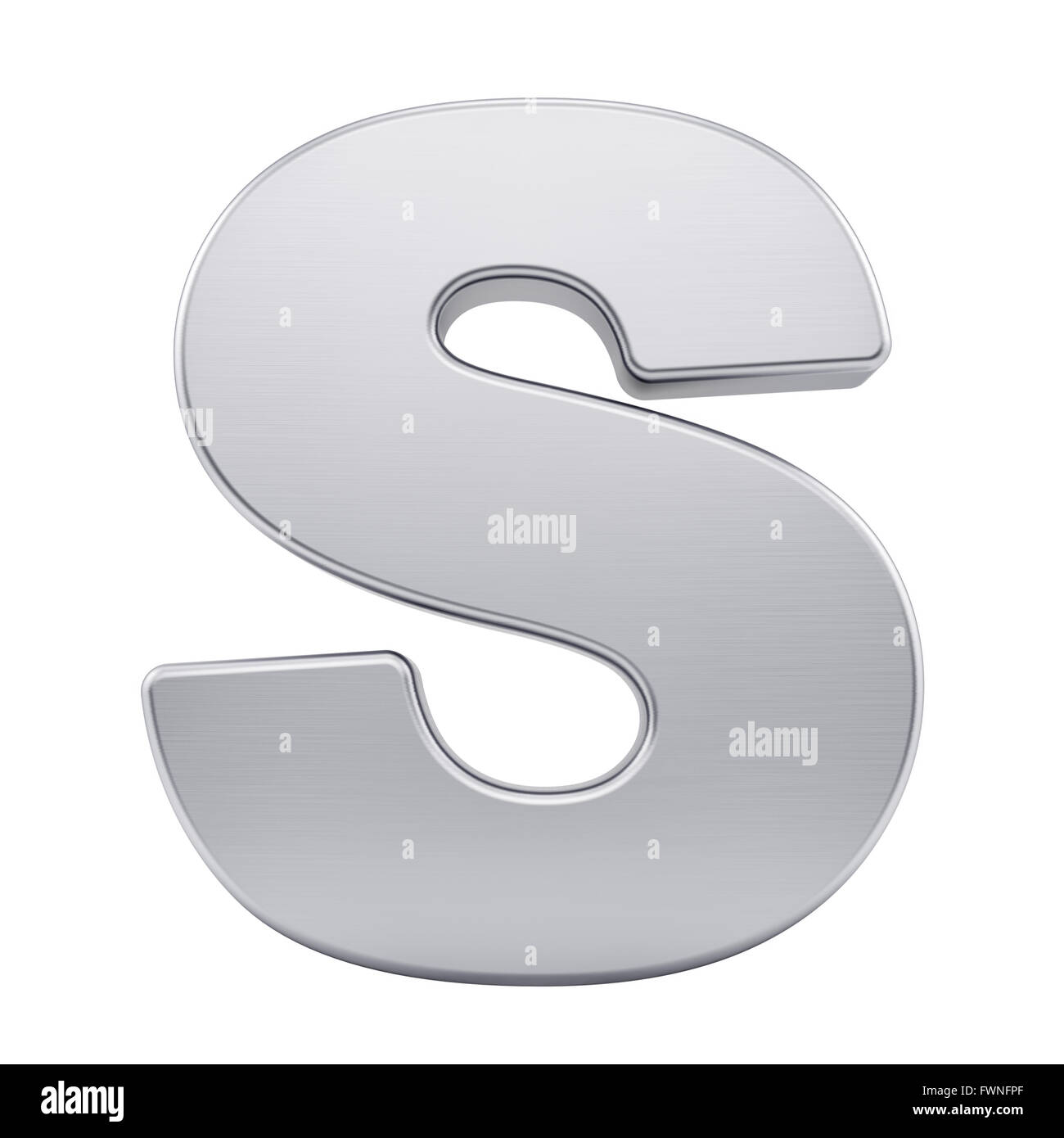render of the letter S with brushed metal texture, isolated on white Stock Photo