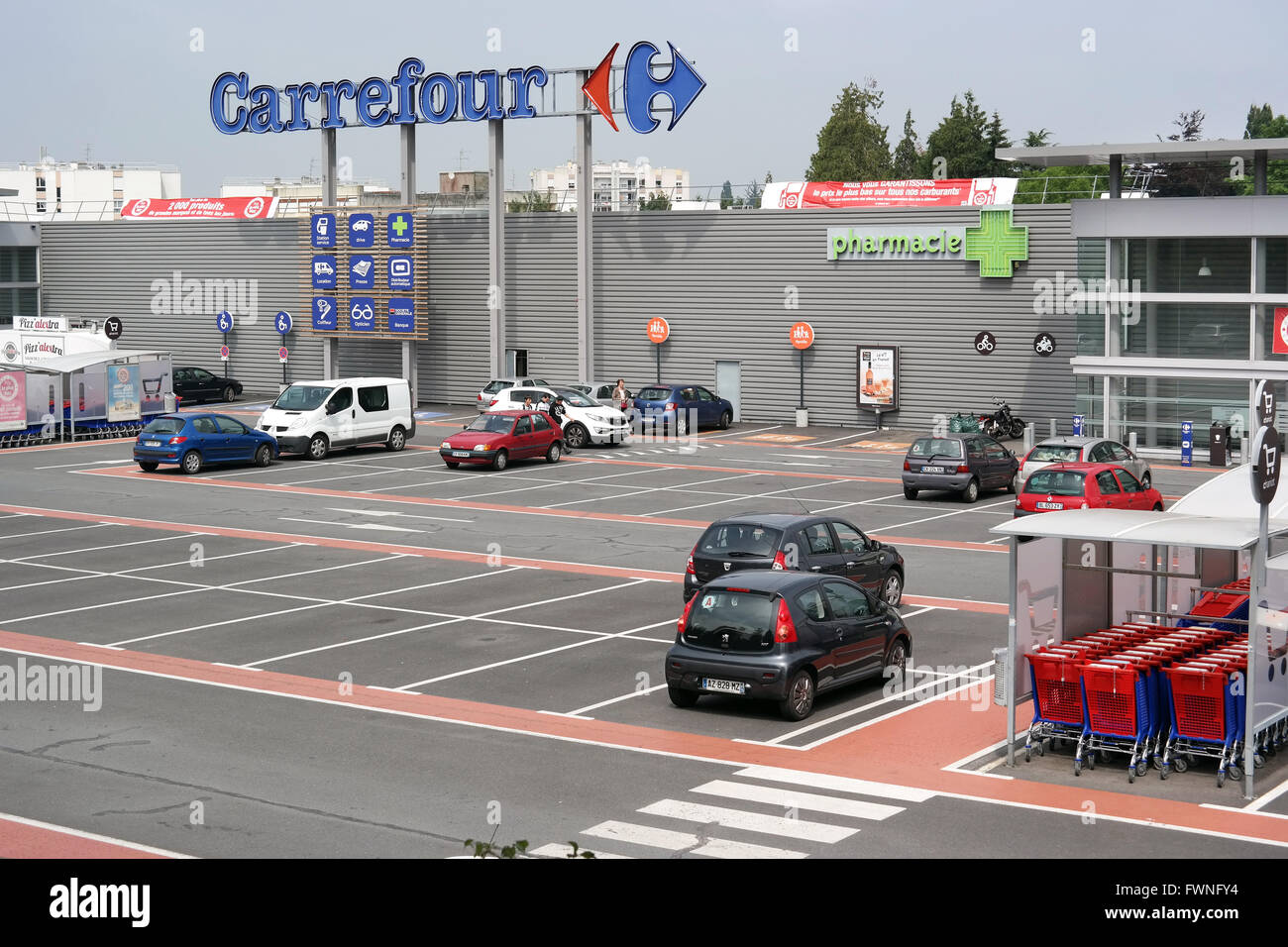 A Few cars on the Parking of a Carrefour hypermarket Stock Photo Alamy
