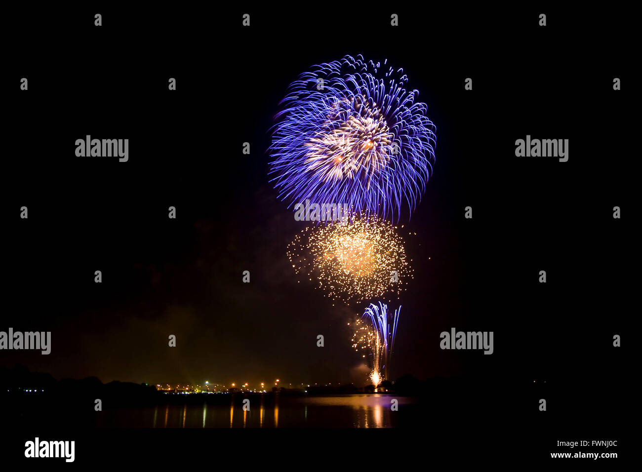 Fireworks on Festival on Holiday in Thailand Stock Photo - Alamy