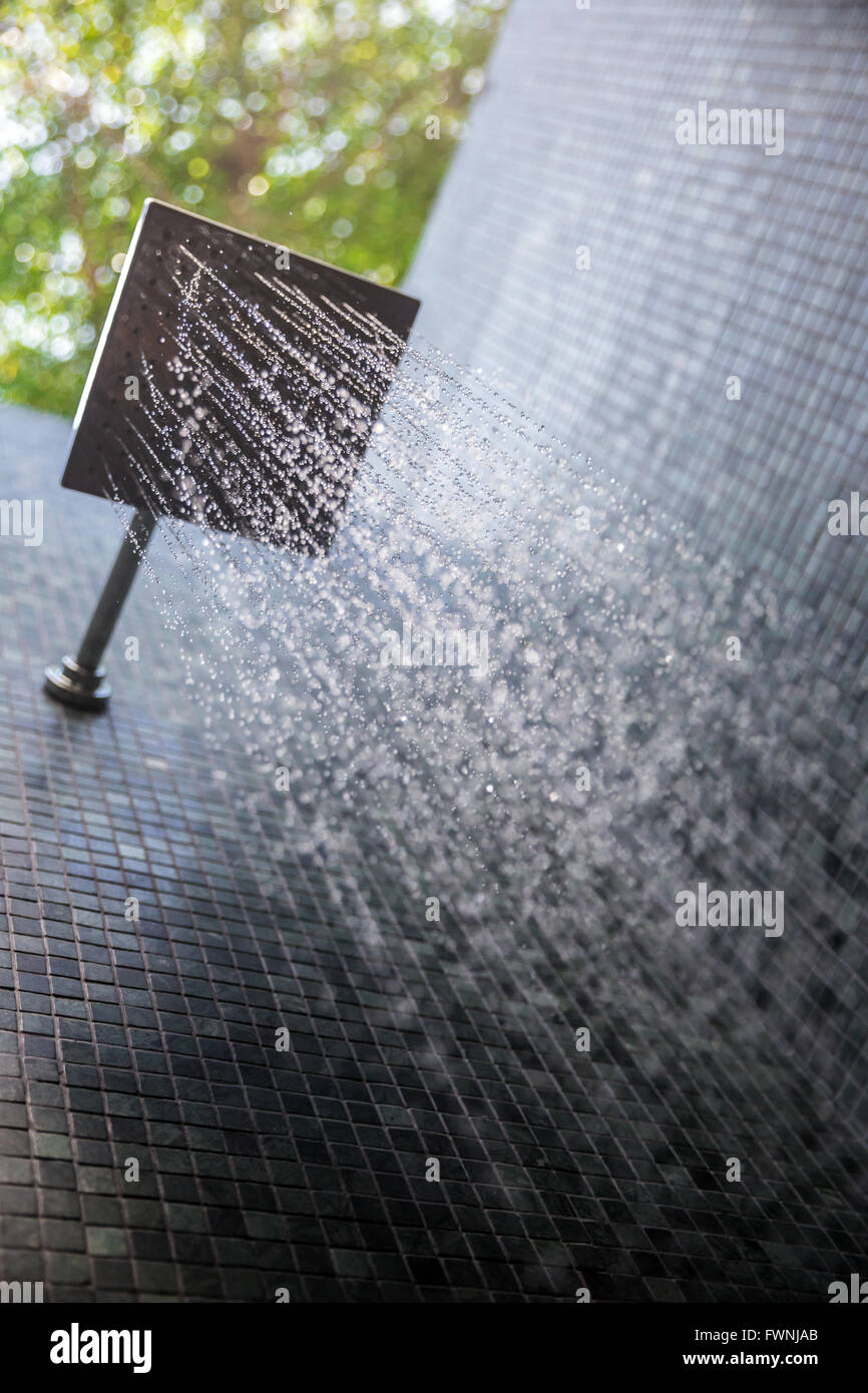 water from rain shower outdoor Stock Photo Alamy