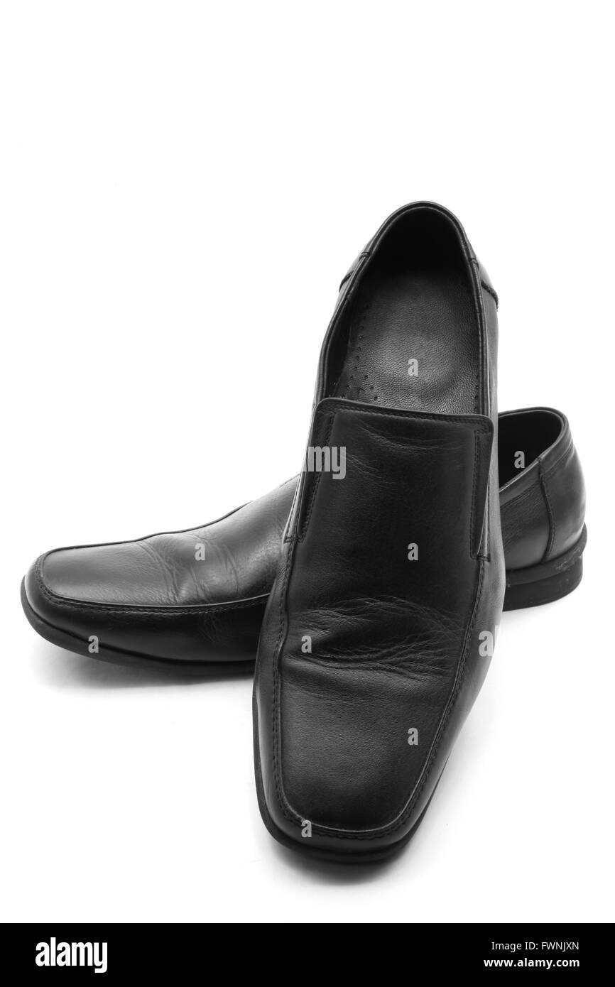 luxury black leather business man shoes on a white background Stock ...
