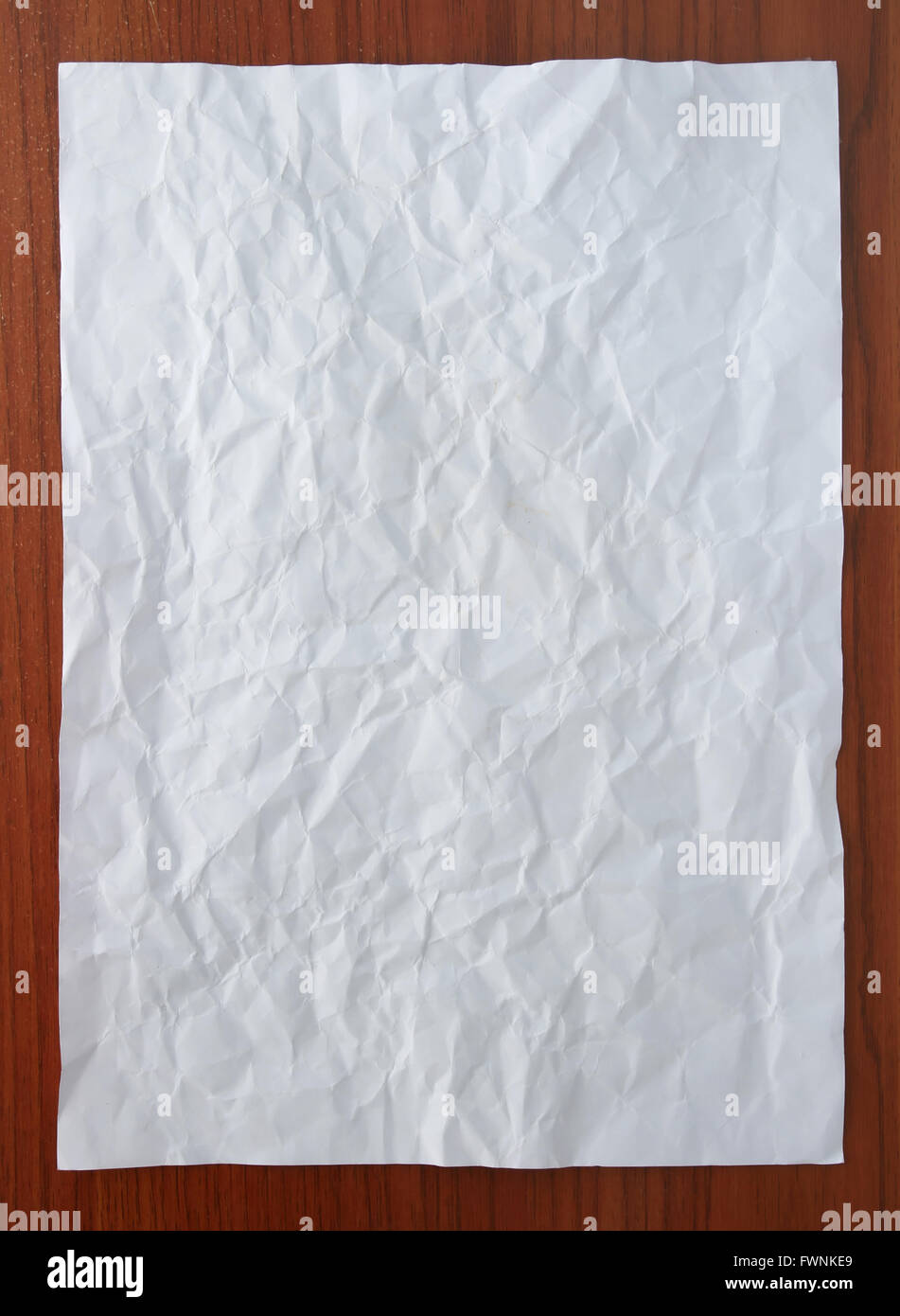 Wrinkled White paper attach on wooden board, Vertical Stock Photo Alamy