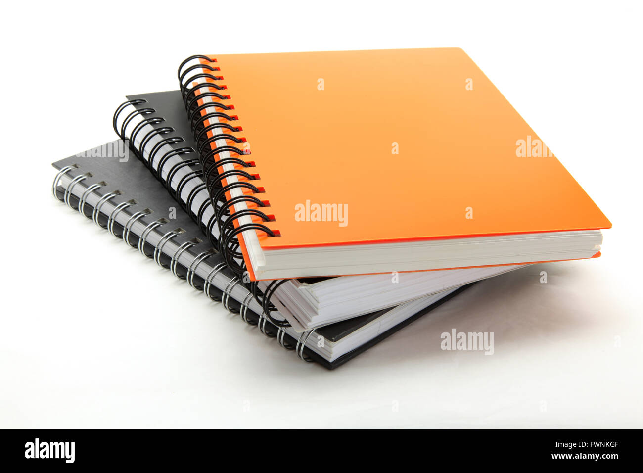 stack of ring binder book isolated on white Stock Photo