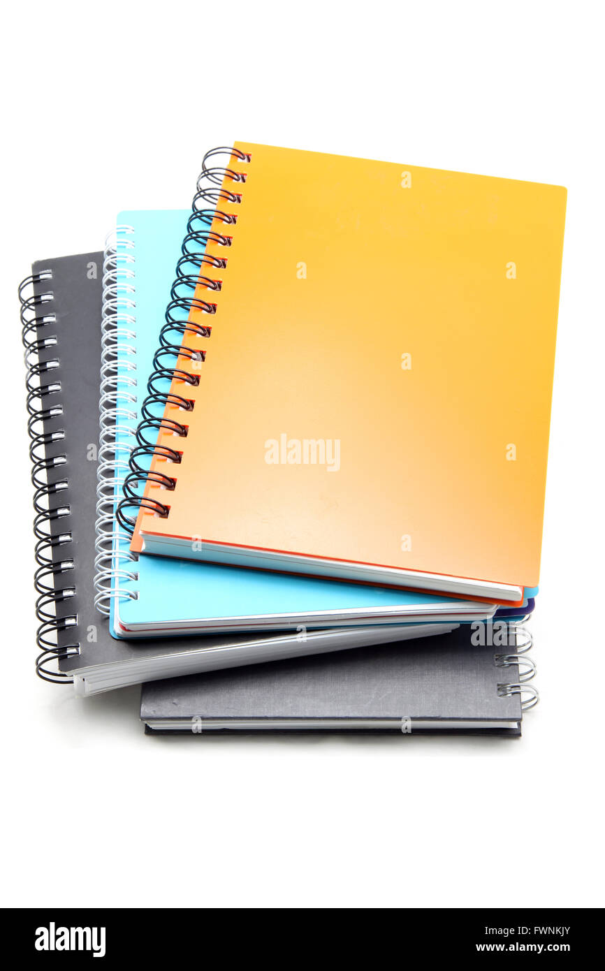 stack of hard cover ring binding note book for education Stock Photo