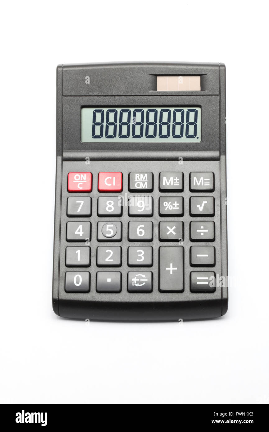 Black Calculator on white background Stock Photo