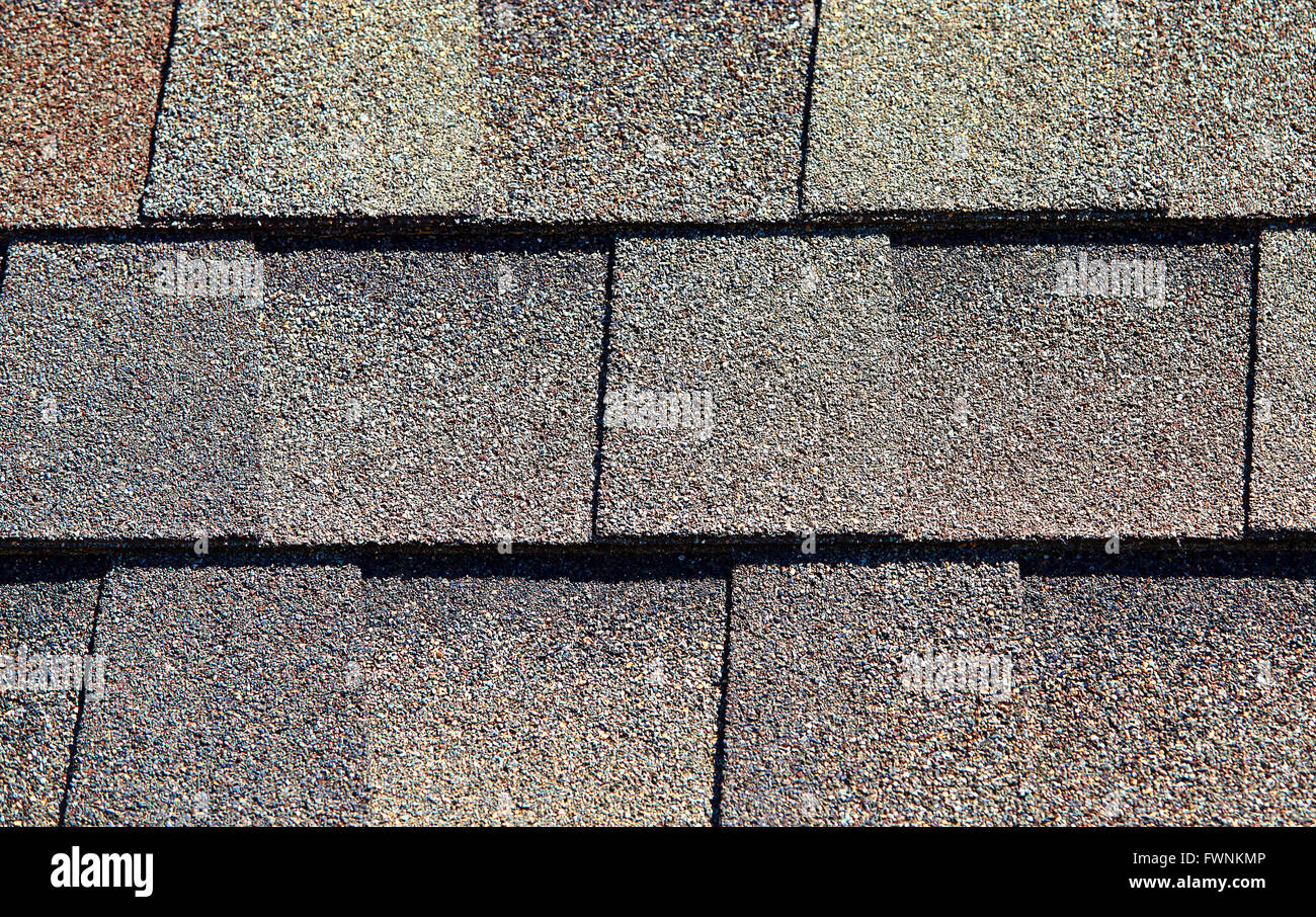 Roofing Shingles basic white tab style pattern sample for building industry Stock Photo