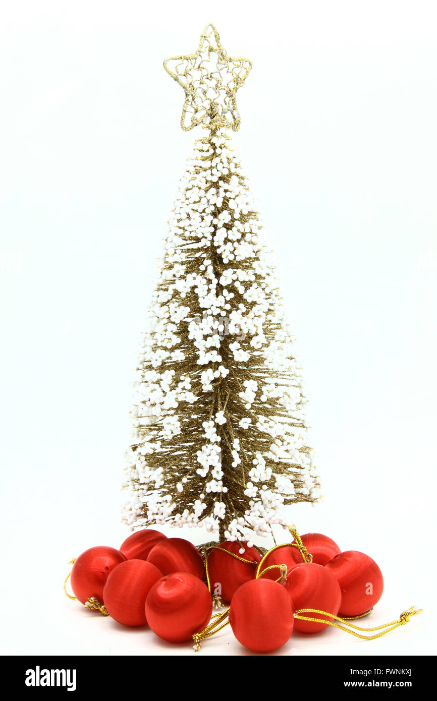 isolated of Christmas pine tree with red ball ornament Stock Photo - Alamy