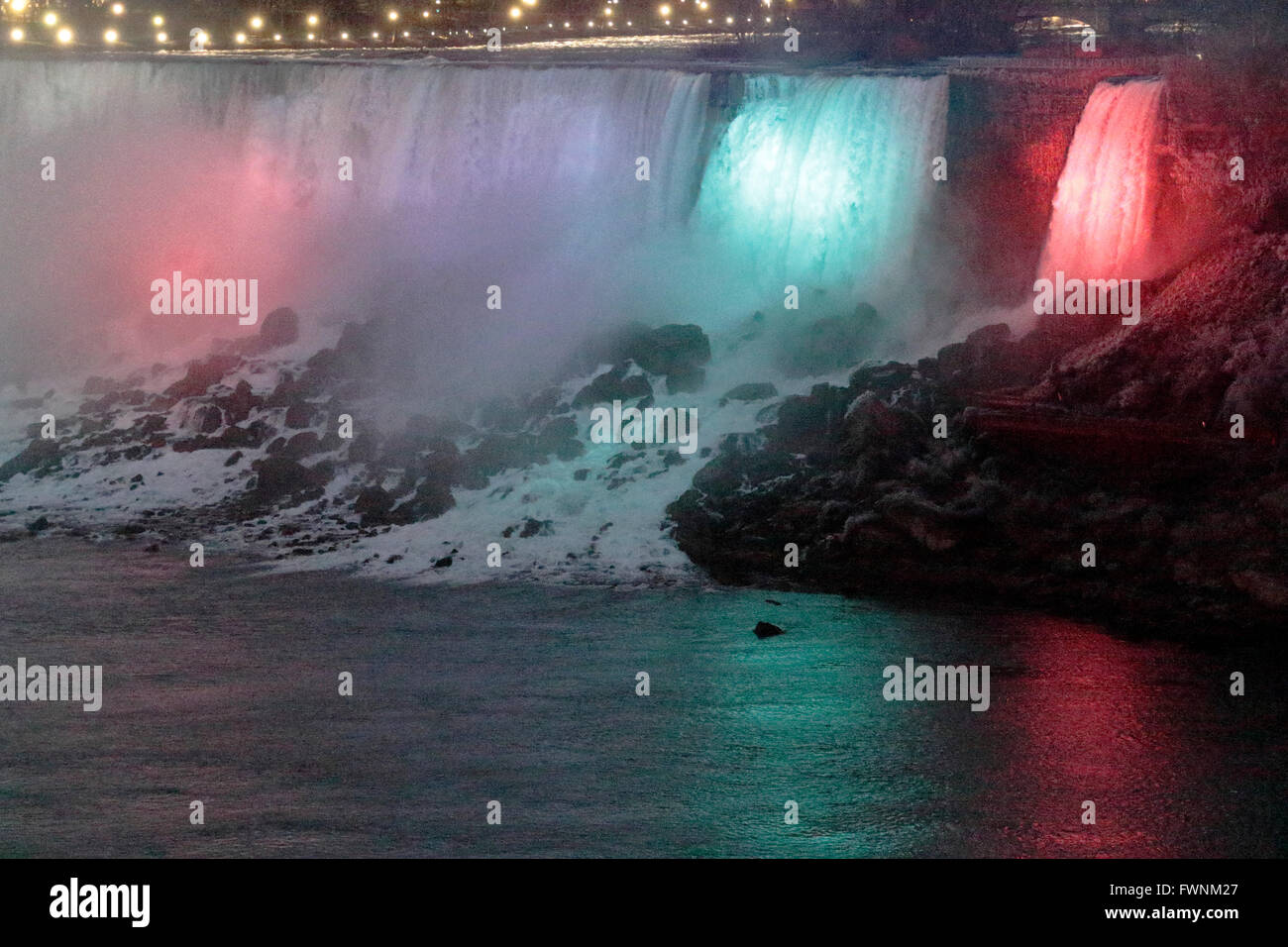 Beautiful picture of the night lightning of the Niagara Falls Stock ...