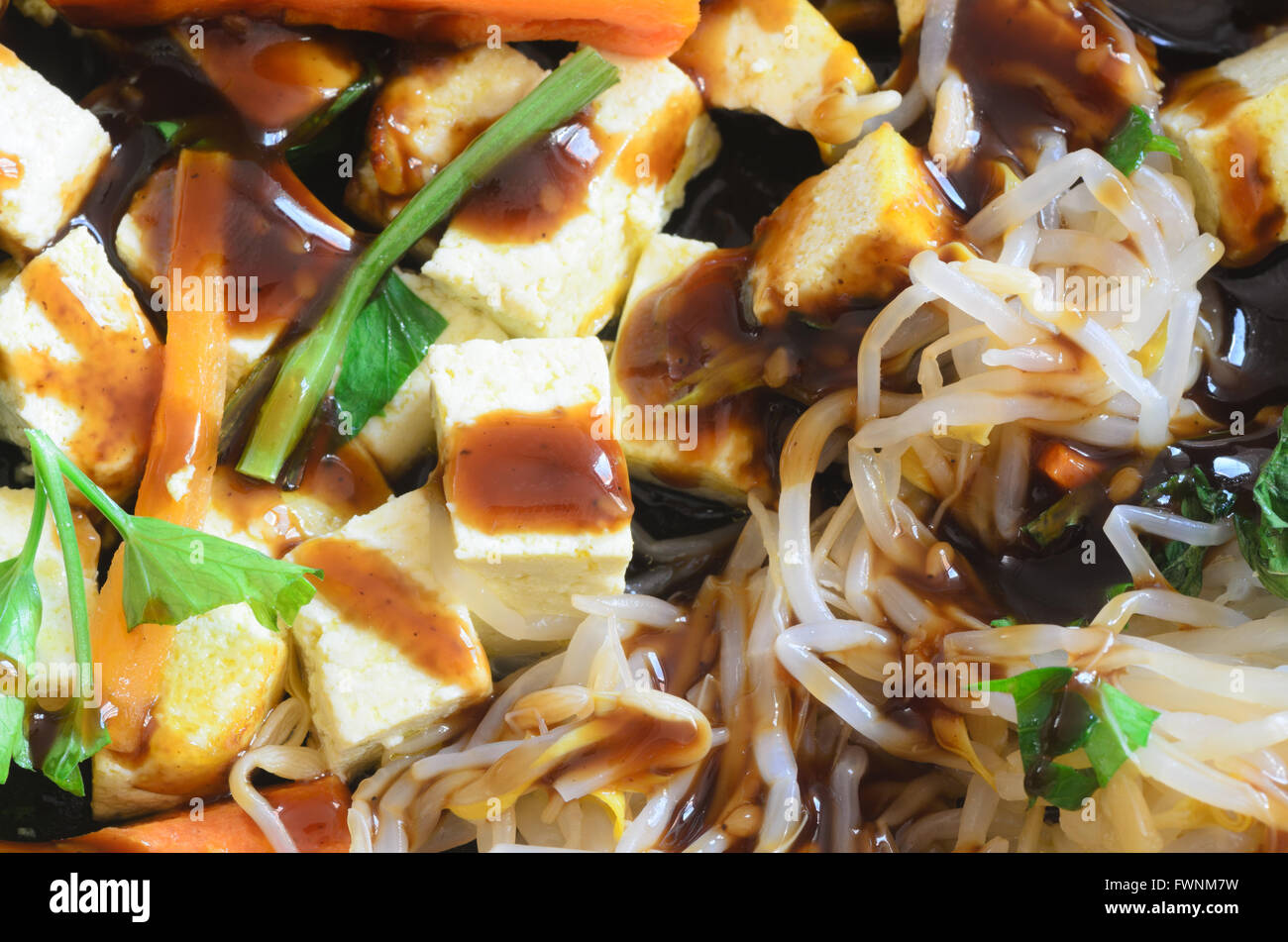 fried tofu with vegetables meal Stock Photo