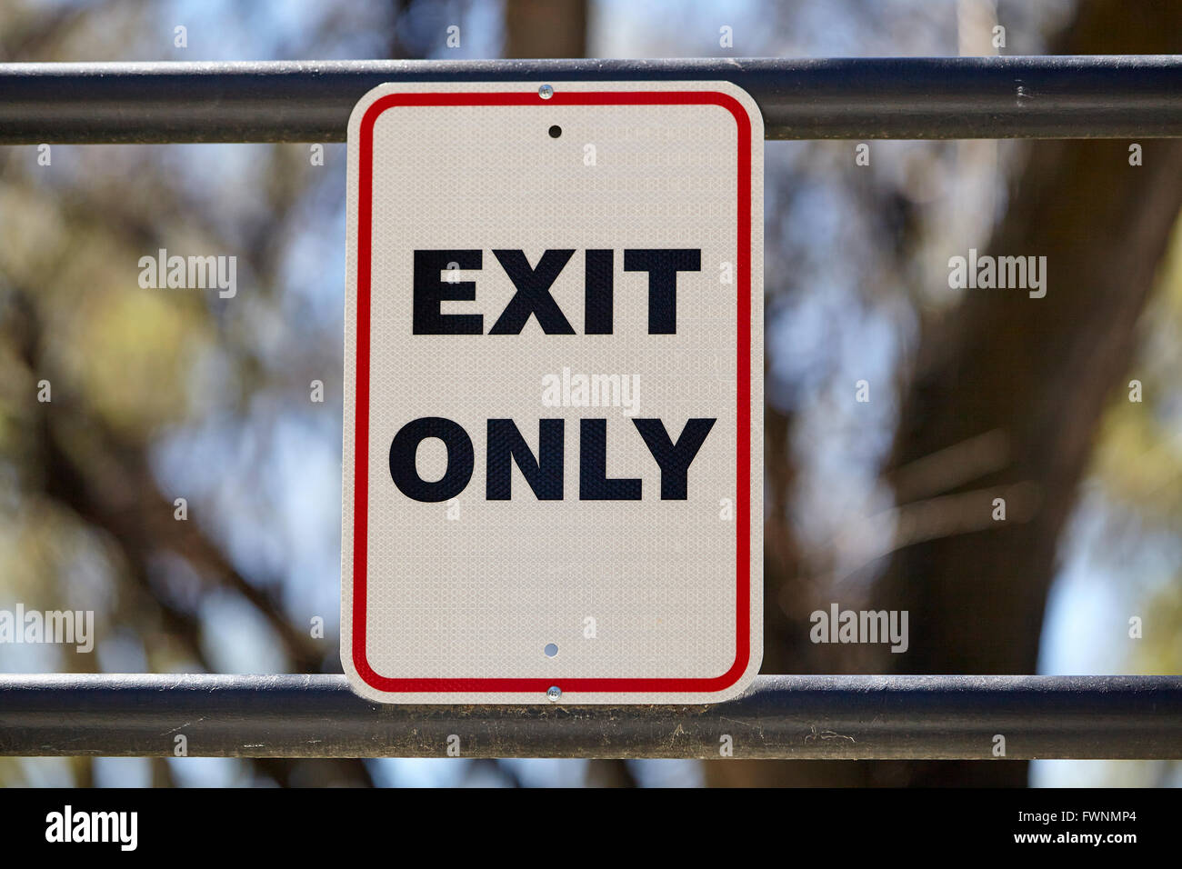 exit only sign signage Stock Photo - Alamy