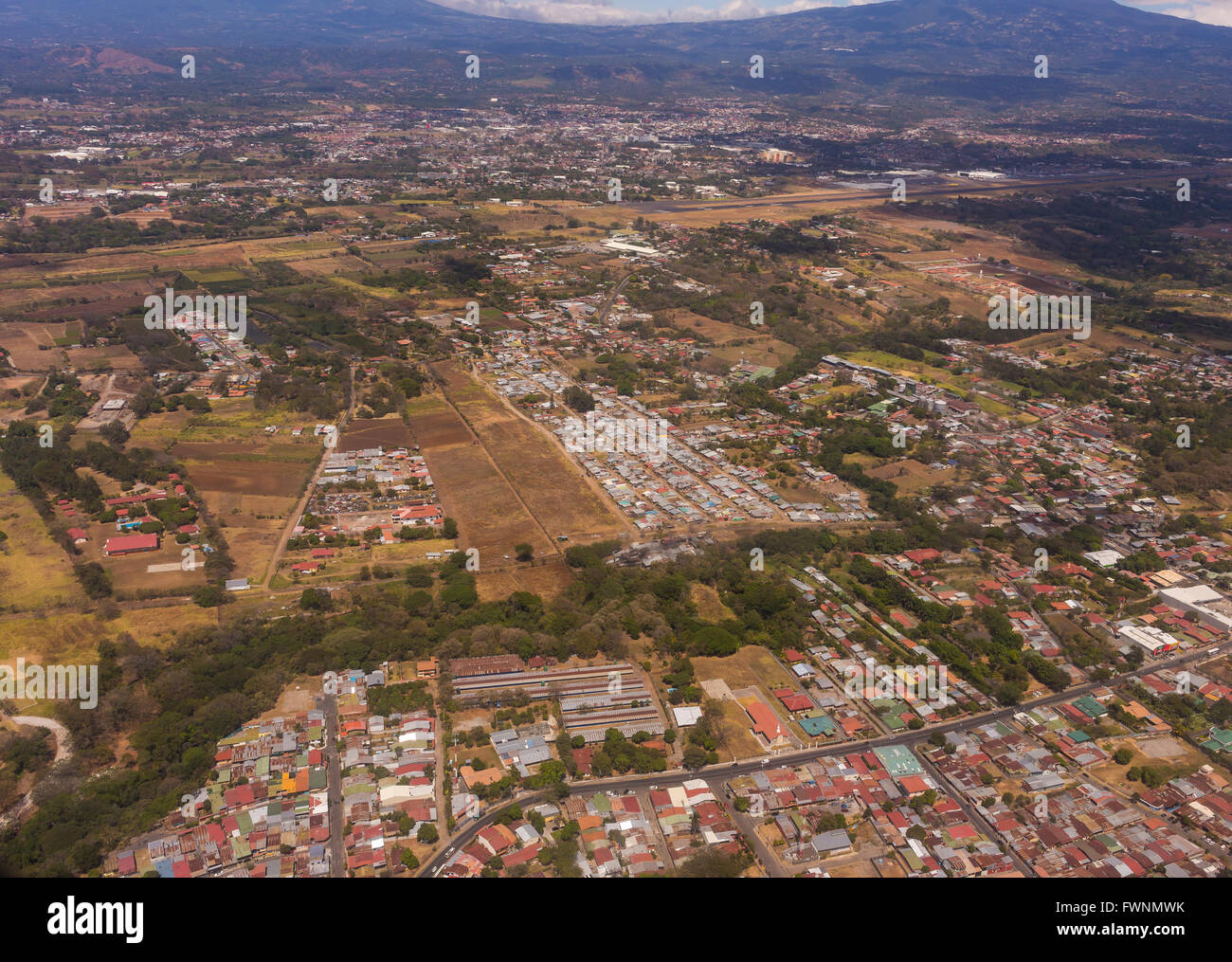ALAJUELA, COSTA RICA - aerial view of housing and commercial activity Stock Photo