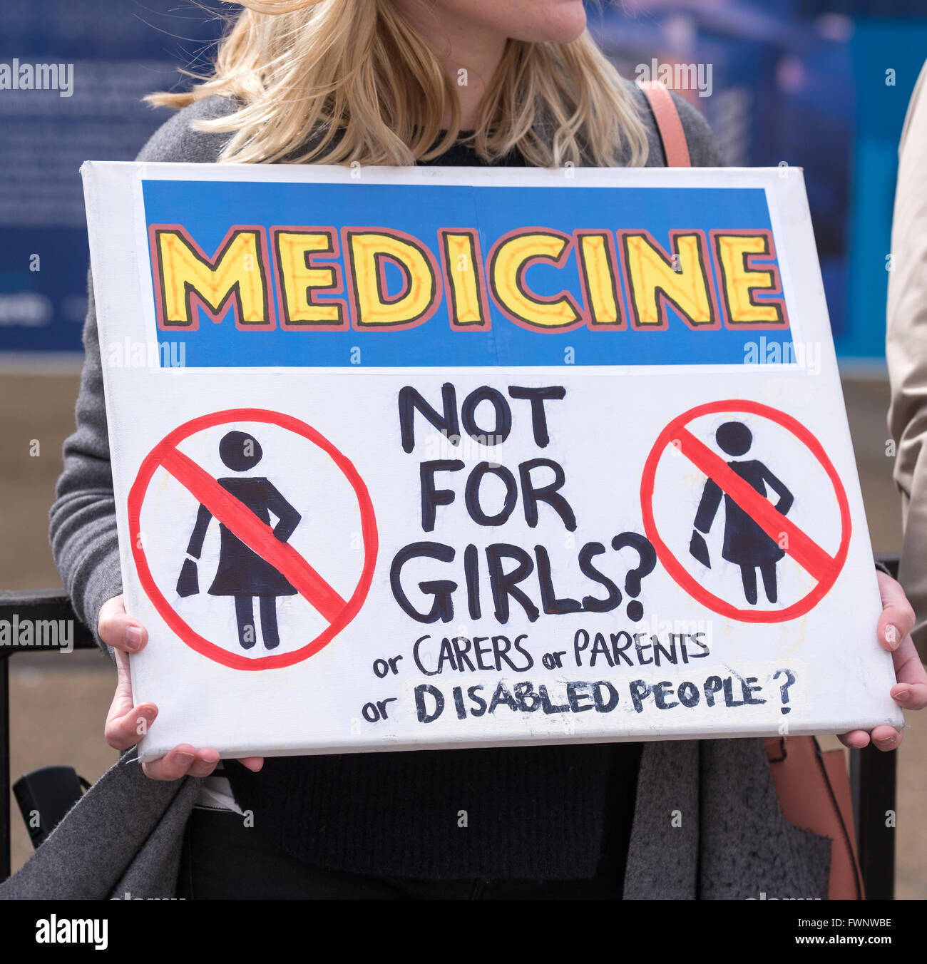London, UK. 6th April 2016. Junior Doctor banner at protest Credit:  Ian Davidson/Alamy Live News Stock Photo