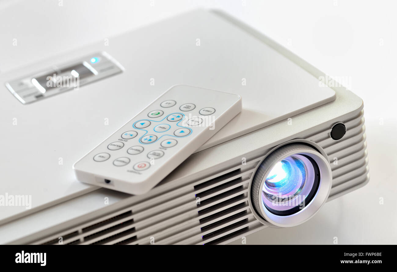 Mini home cinema LED projector Stock Photo