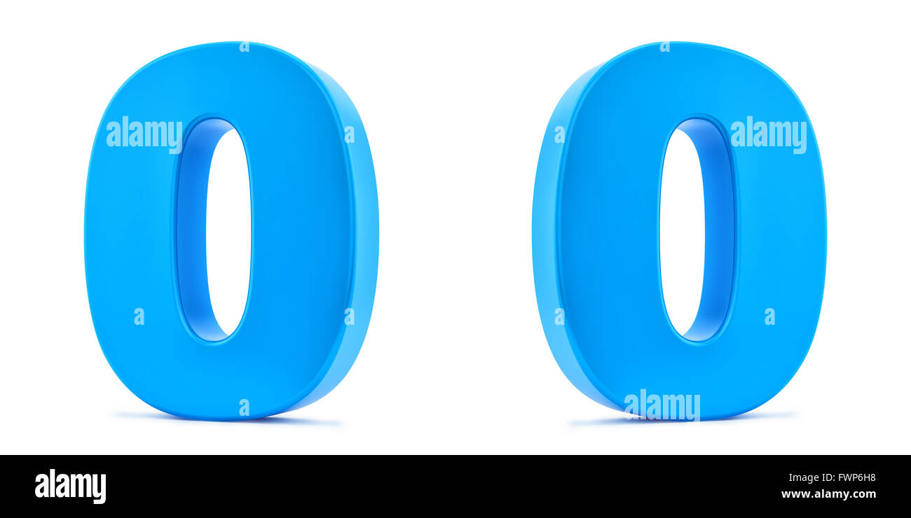 render of the number 0 from two different angles, isolated on white ...