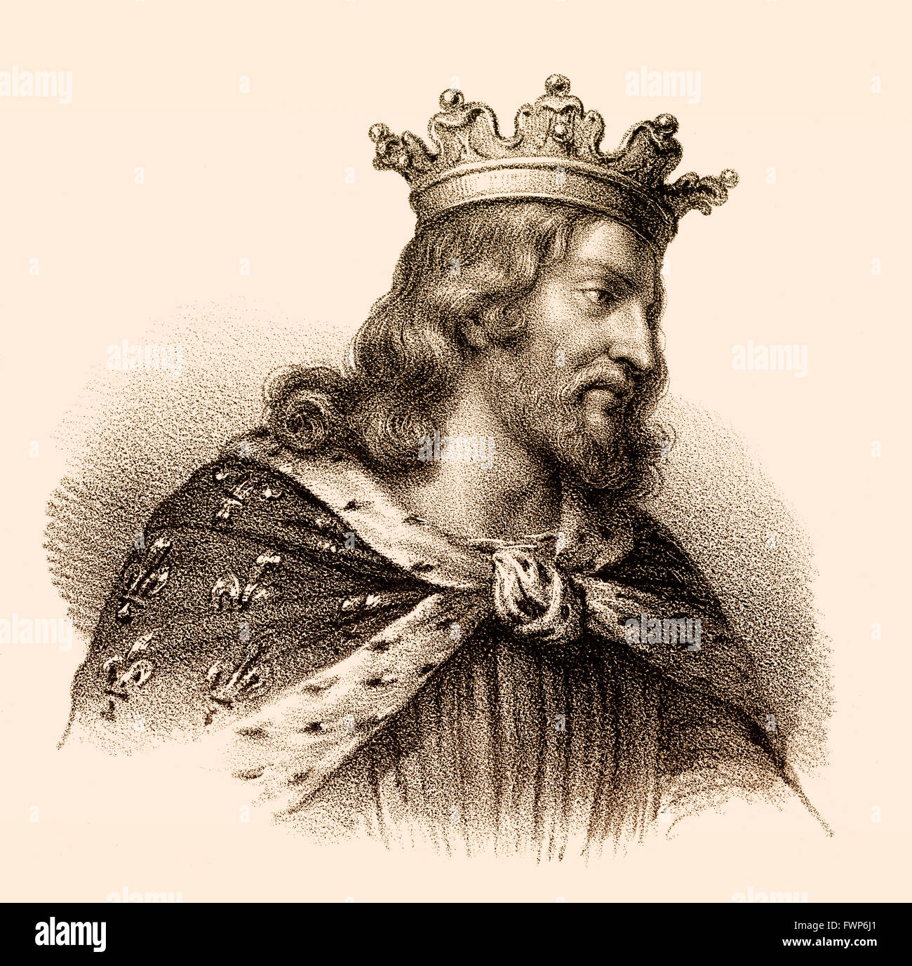 Charibert I, or Cherebert,  c. 517-567, king of the Franks, the Merovingian King of Paris,  Charibert I., um 520-567, König der  Stock Photo