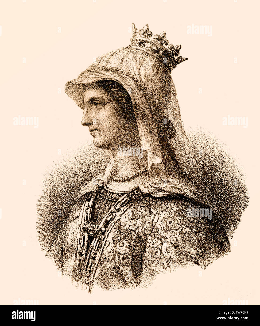 Ingoberga, c. 520-589, the first wife of the Frankish king Charibert I, or Cherebert, c. 517-567, Ingoberga, um 520-589, die ers Stock Photo