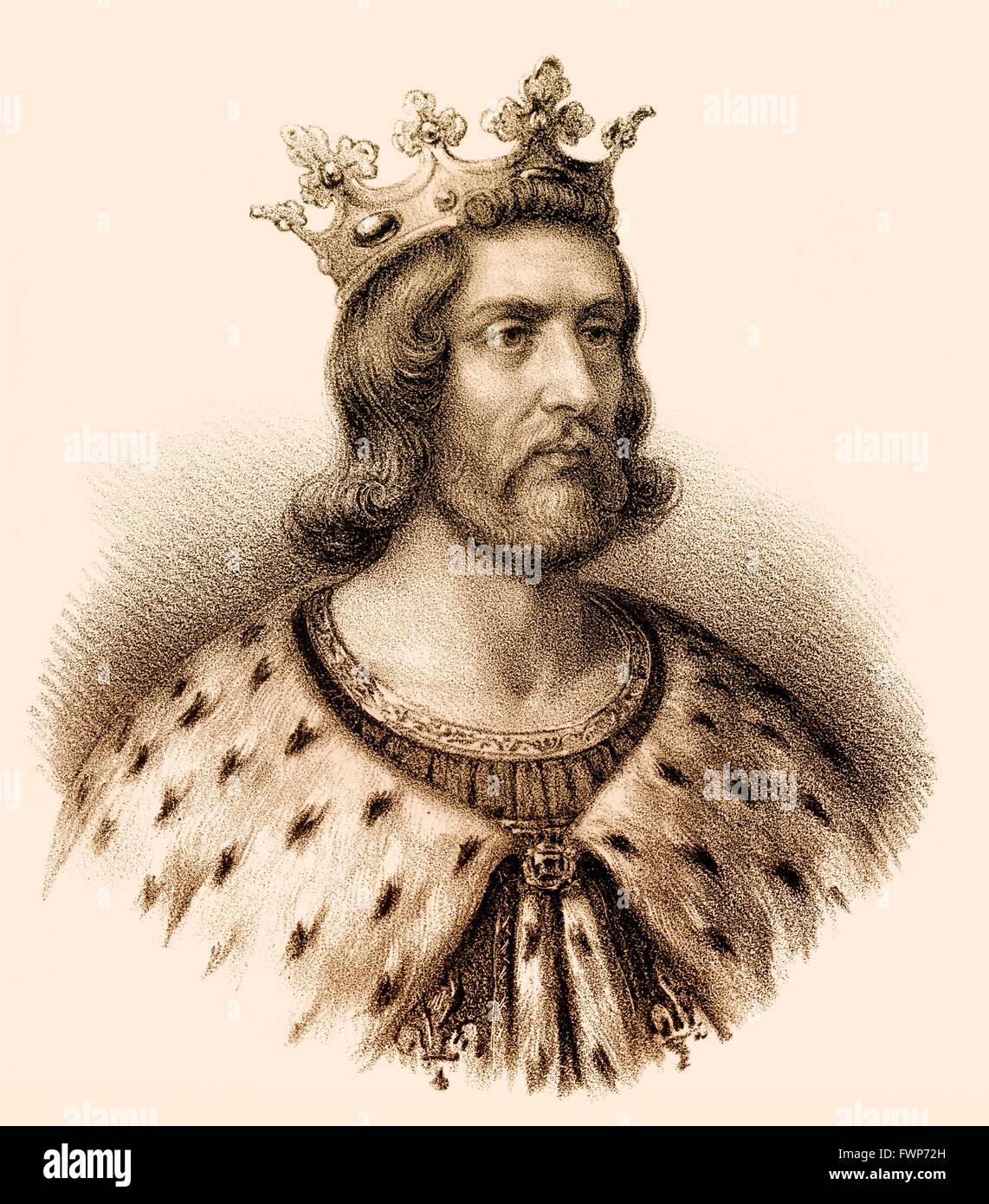 Thierry III, Theoderic, Theodoric, Theuderic III, or Theuderich III., 654-691, king of Neustria, Burgundy, Austrasia, king of al Stock Photo