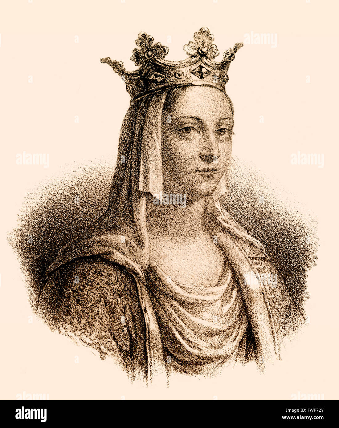 Clotilda, Clotilde, Chrothildis, Chrodechild, Doda, Chrodechild von Heristal, c. 650-692, Queen consort of Thierry III, 654-691, Stock Photo