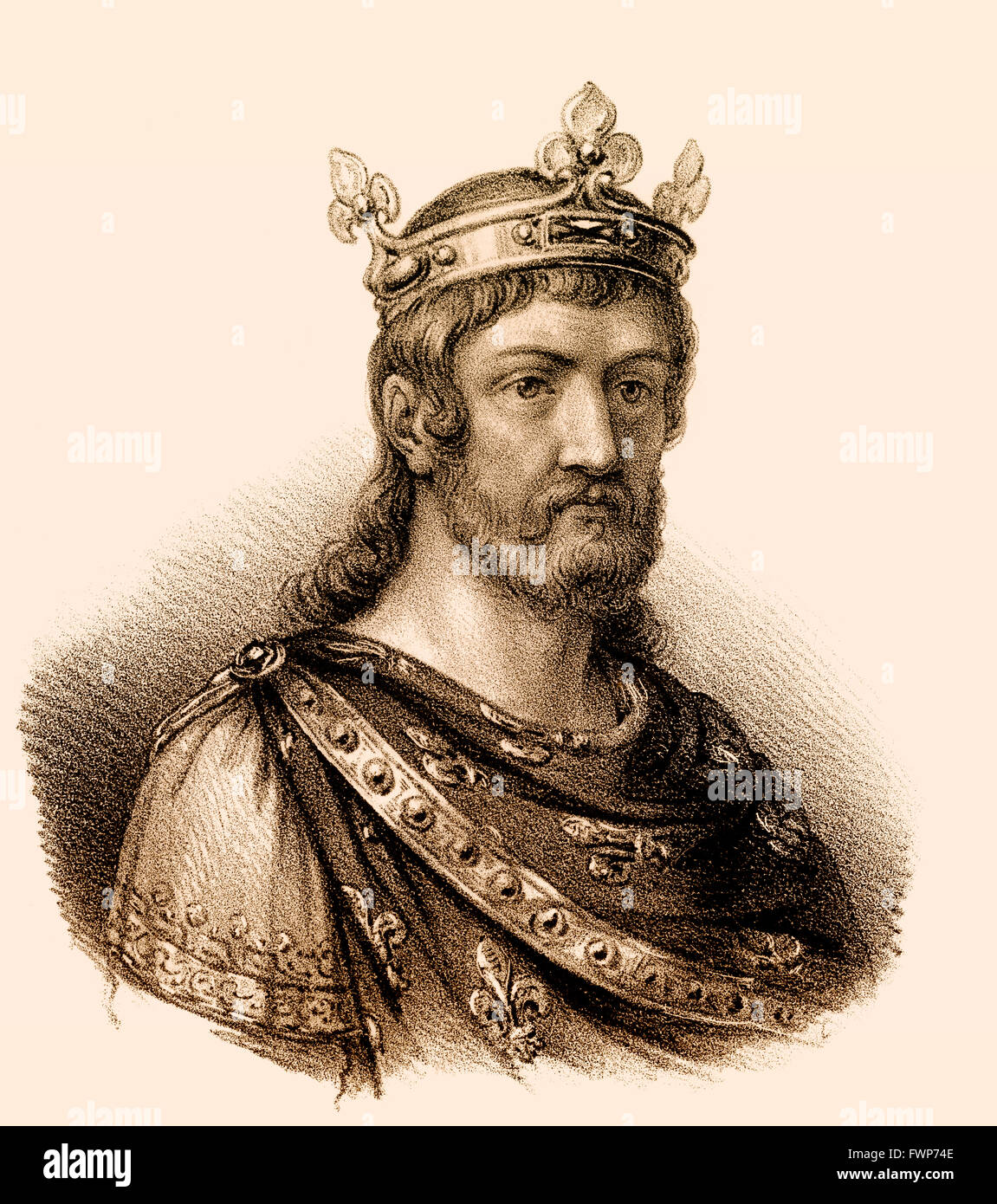 Theuderic IV, Thierry IV. c. 712-737, or Theuderich, Theoderic, Theodoric; Merovingian King of the Franks Stock Photo