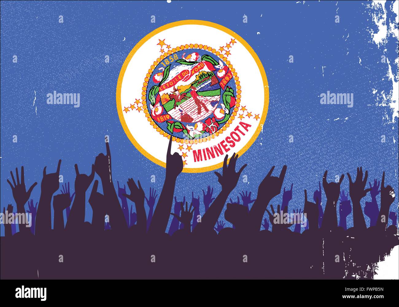 Audience happy reaction with Minnesota State flag background Stock Vector