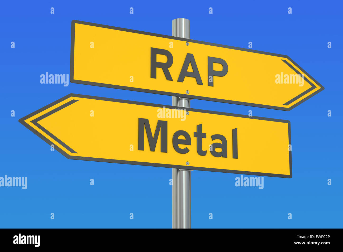 Rap versus Metal concept, 3D rendering Stock Photo