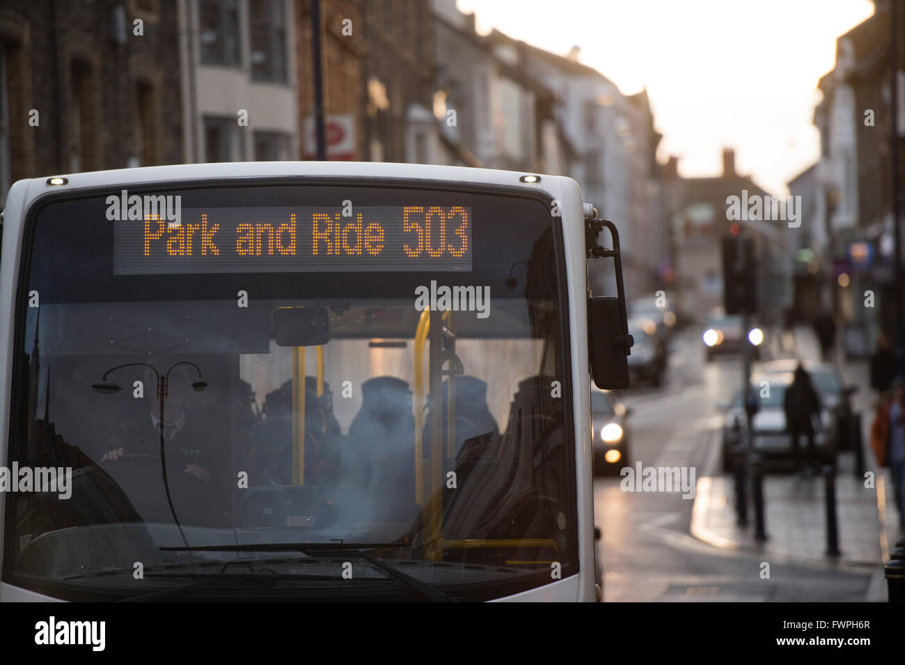 A park and ride bus service in a town uk Stock Photo Alamy