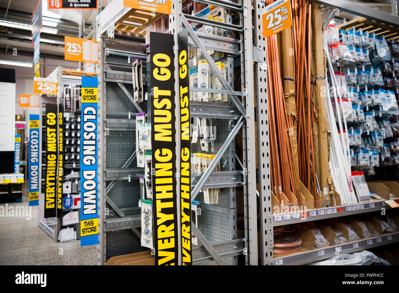Inside a branch of B&Q (B and Q) diy (do it yourself) shop store in the  weeks prior to its closing down . UK Stock Photo - Alamy