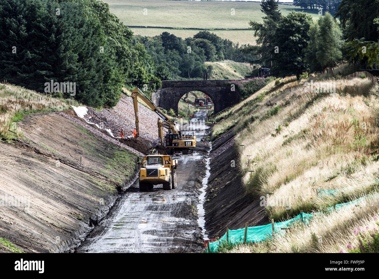 Railway workers digging new railway track for Borders Railway Stock ...