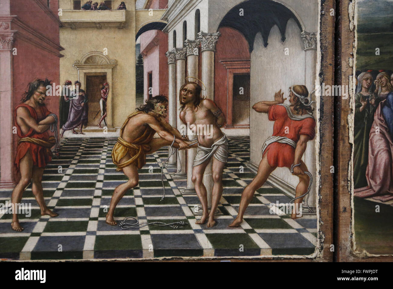 Niccolo di Liberatore (1430-1502). Italian painter. Umbrian school. Saint Nicholas Predella, 1492. Flagellation of Christ. Stock Photo