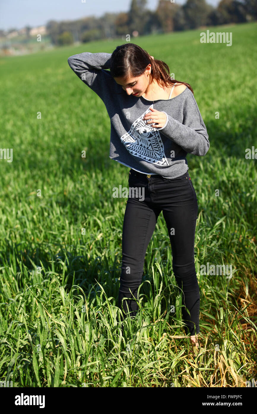 Young twelve year old preteen girl (model release available) Stock Photo