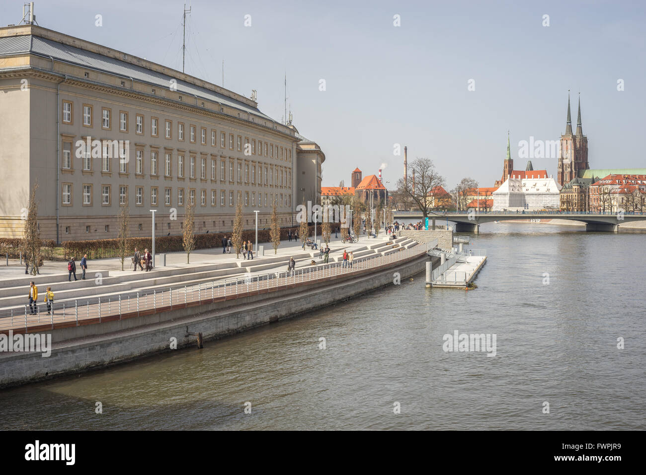 Odra River bank Wroclaw European City of Culture 2016 Stock Photo