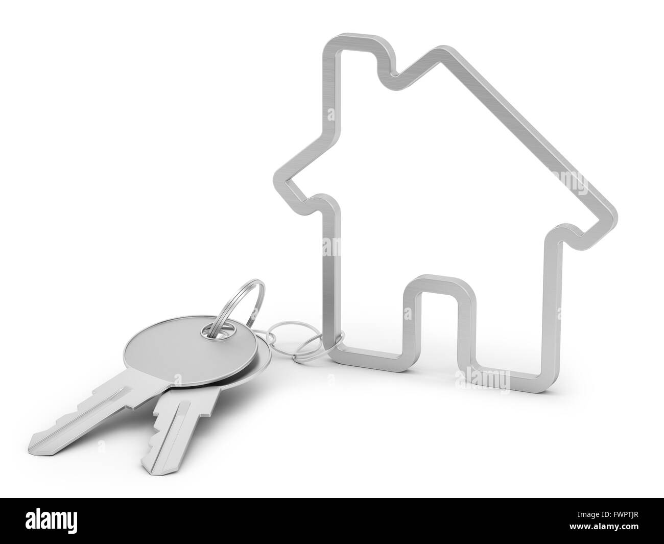 render of house shaped keychain, isolated on white Stock Photo - Alamy