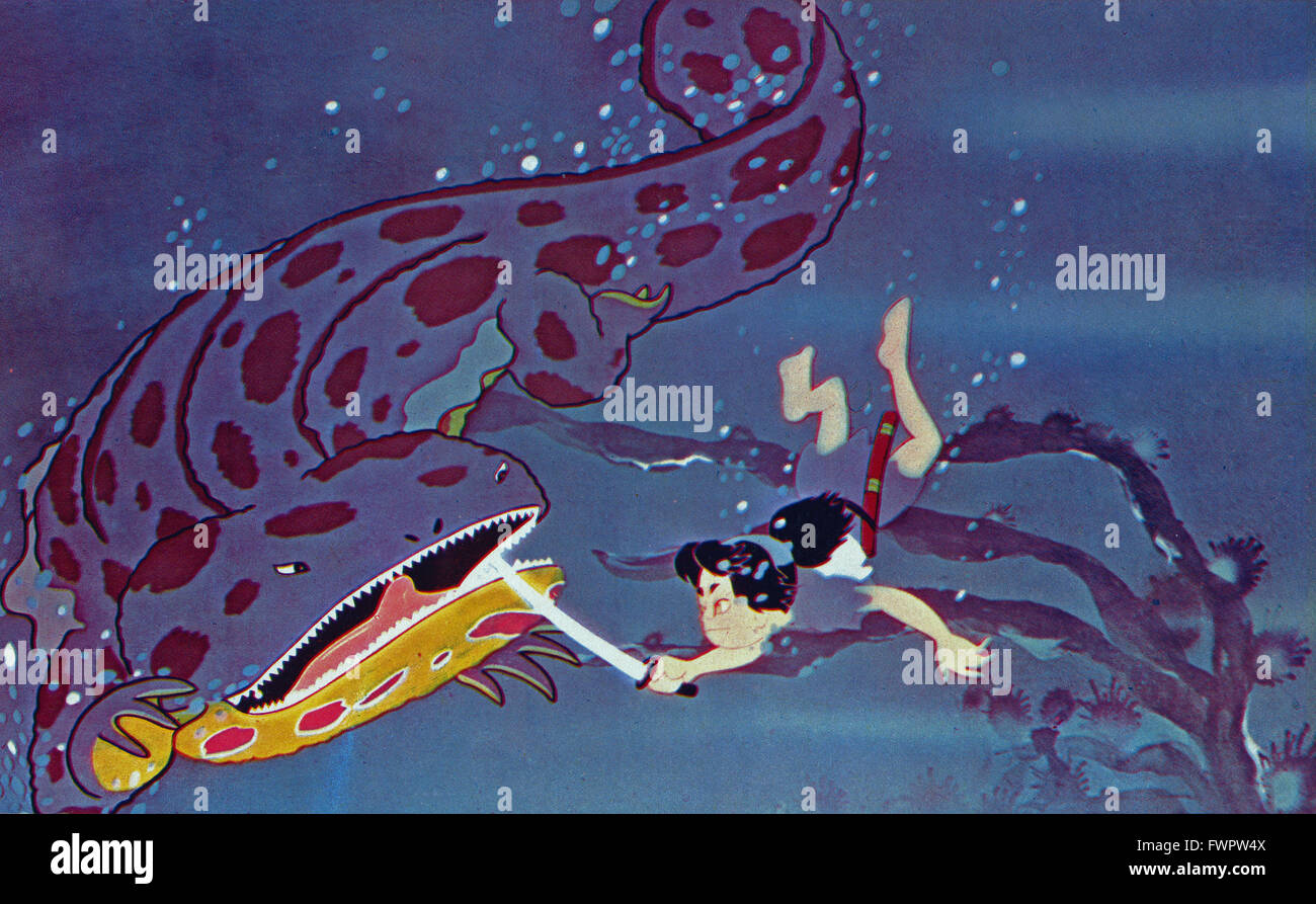 Shonen Sarutobi Sasuke, aka: Magic Boy, aka: Der Zauberer und die Banditen, Zeichentrickfilm, Japan 1959, Regie: Akira Daikuhara, Taiji Yabushita, Szenenfoto Stock Photo