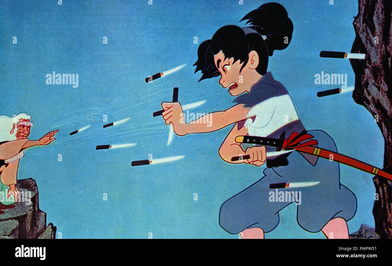 Shonen Sarutobi Sasuke, aka: Magic Boy, aka: Der Zauberer und die Banditen, Zeichentrickfilm, Japan 1959, Regie: Akira Daikuhara, Taiji Yabushita, Szenenfoto Stock Photo