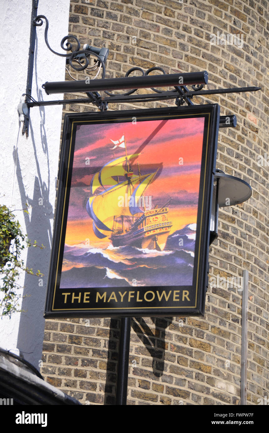 Mayflower pub sign in Rotherhithe Stock Photo