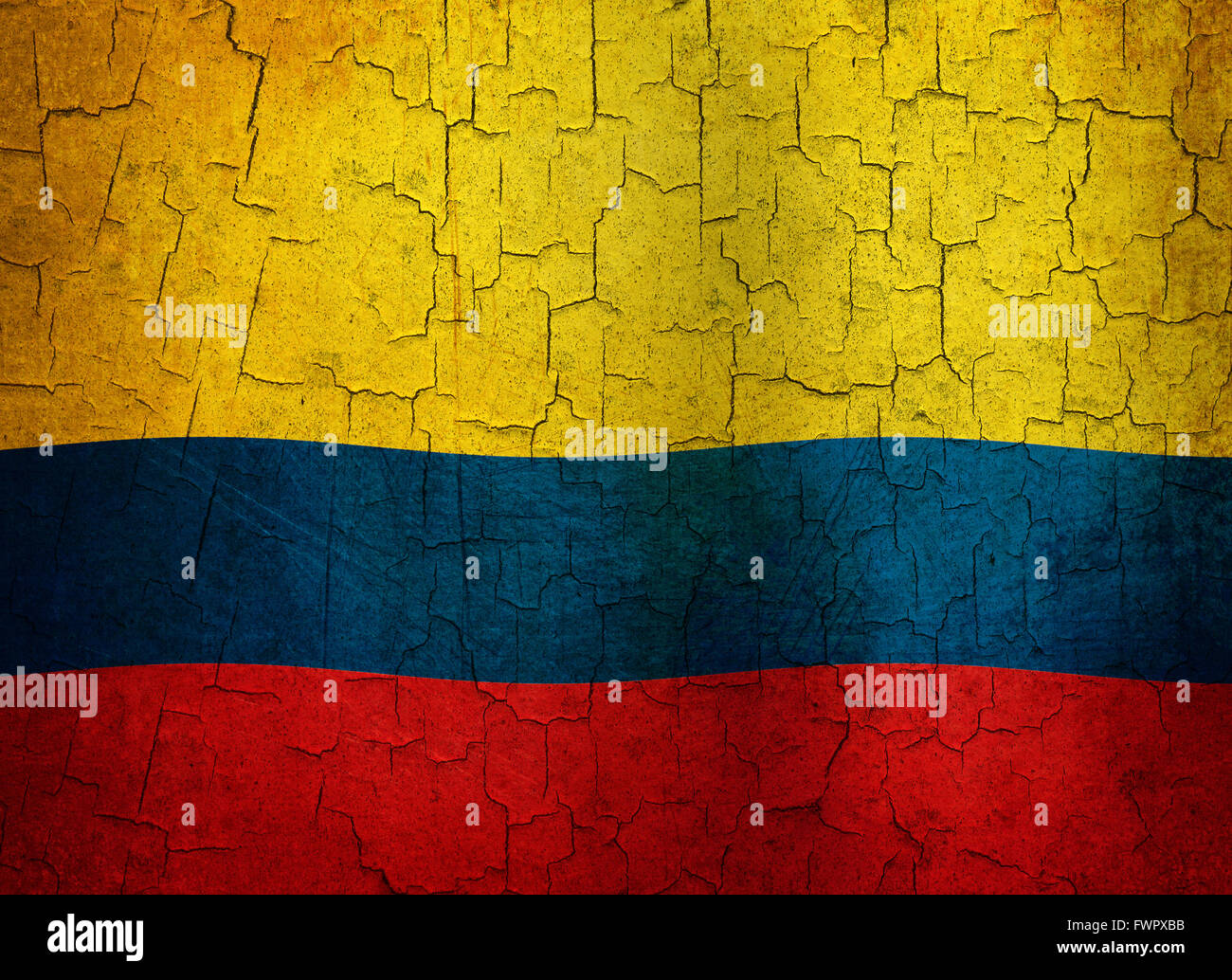 Colombia flag on an old cracked wall Stock Photo