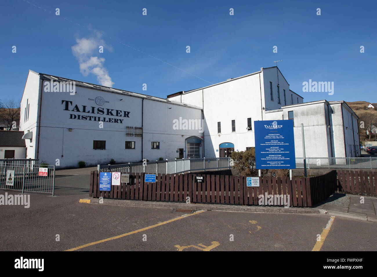 Talisker distillery. Single malt Scotch whisky distillery based in Carbost, Scotland the only distillery on the Isle Stock Photo