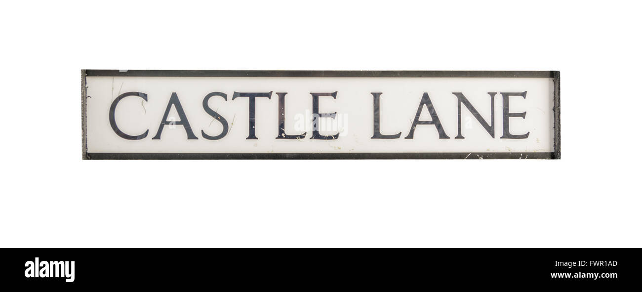 Castle Lane - street / road name. Stock Photo