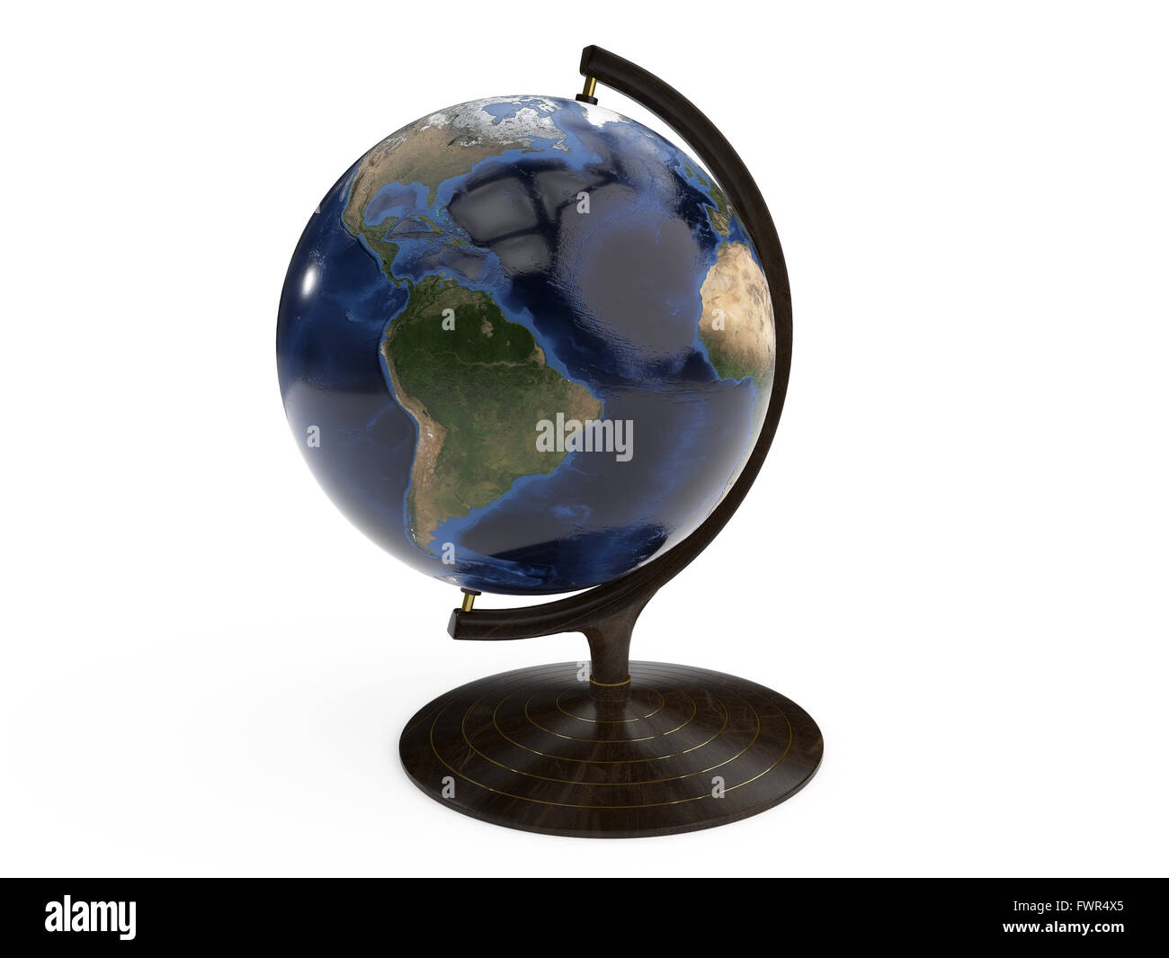 Detailed earth globe isolated on a white background.  - Elements of this image furnished by NASA - Stock Photo