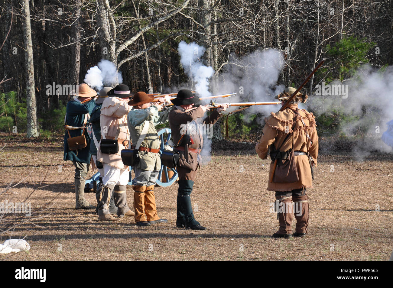 A reenactment of the Battle of Cowpens during the American