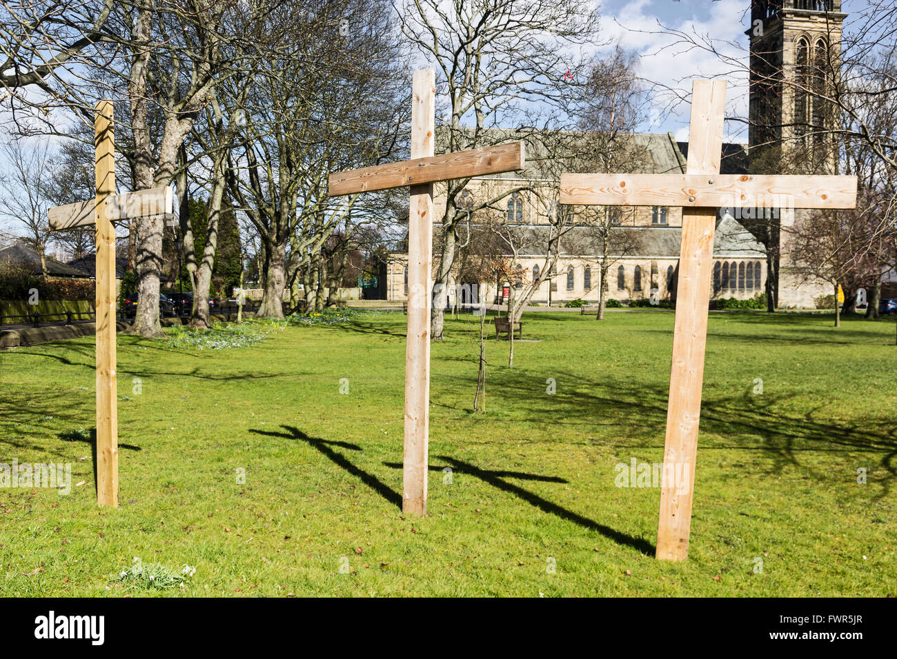 Three Easter crosses outside St George’s parish Church Jesmond