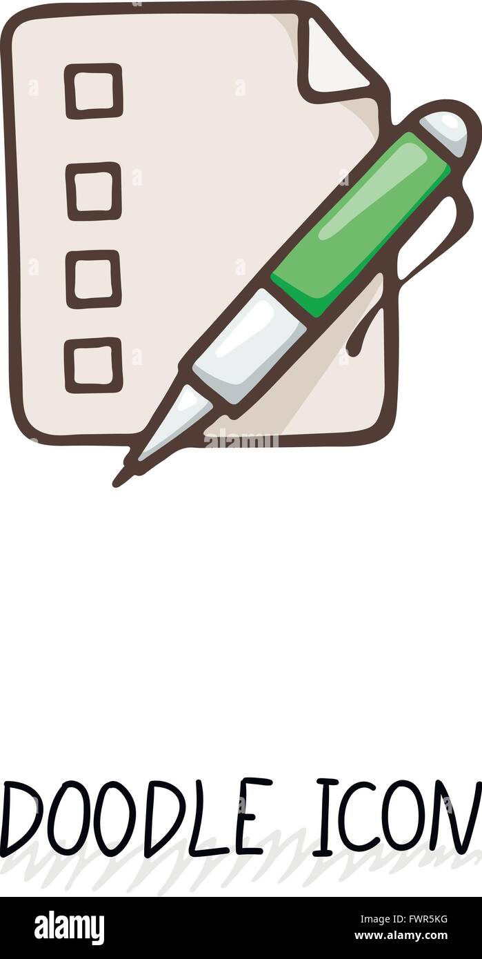 Doodle paper document icon. Pictograph of note. Single pictogram Stock ...